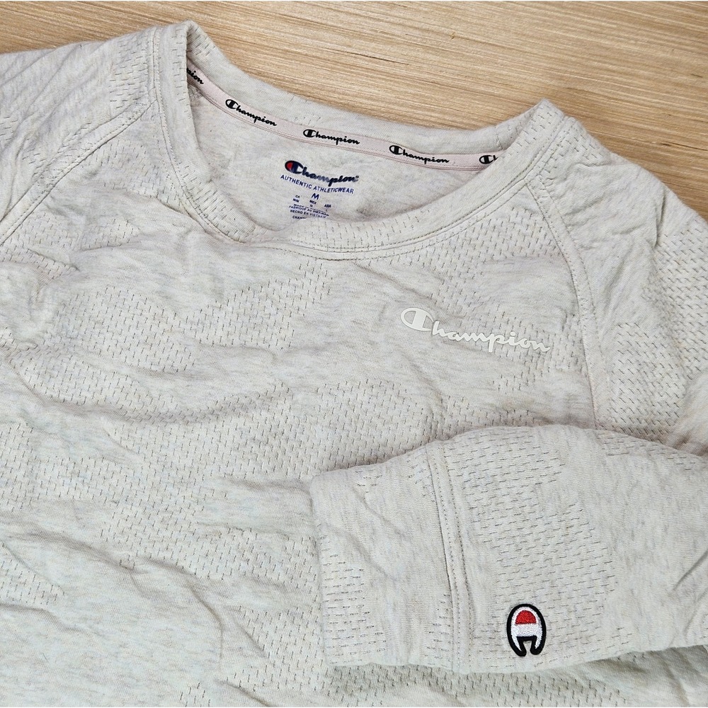 Champion Authentic‎ Athleticwear Crew Neck Pullover Sweatshirt Top Beige M